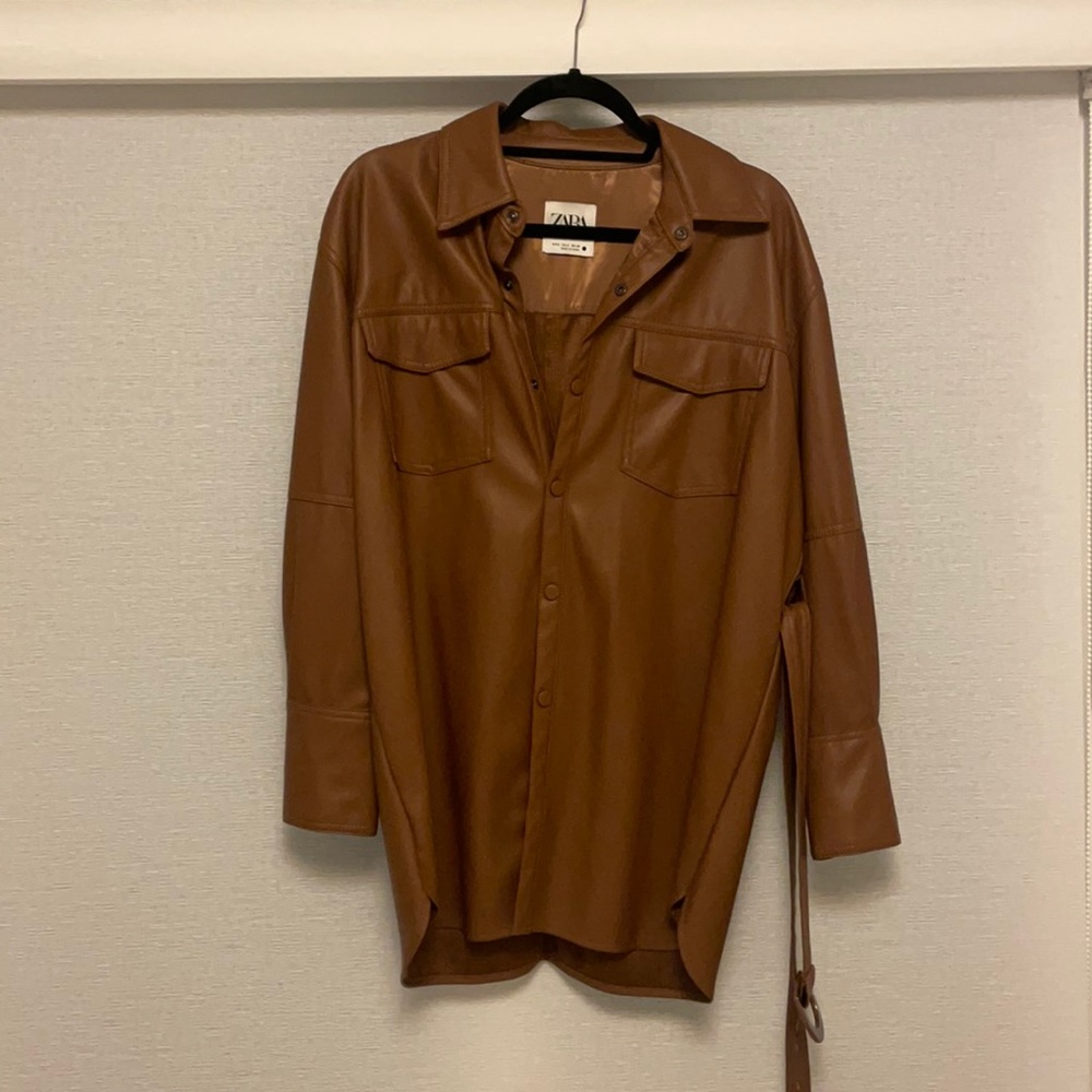 Zara brown leather top